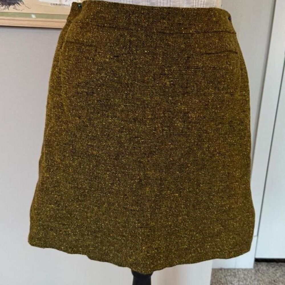 loft olive green tweed mini skirt
